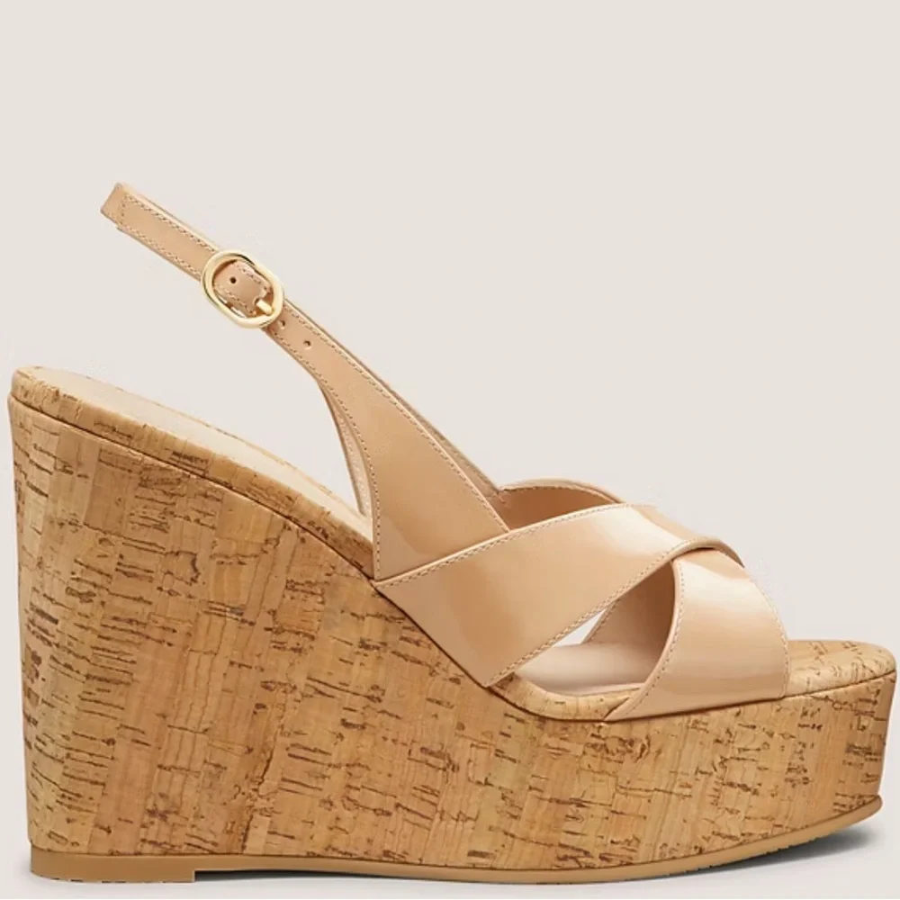 🌹STUART WEITZMAN🌹 Dayna Slingback Wedge Adobe Beige Size: 7.5B - Picture 2 of 12